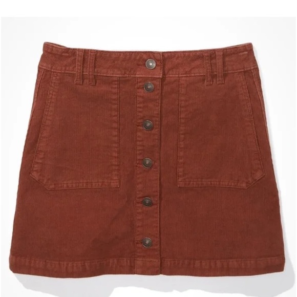 American Eagle High Waisted Corduroy Mini Skirt Rust/Brown Size 00 - Picture 3 of 12